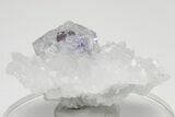 Purple-Zoned Cubic Fluorite Cluster with Quartz - China #205611-1